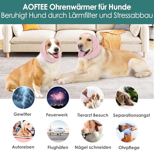 AOFITEE Ohrenschutz Hund, Gehörschutz für Hunde Silvester Lärmschutz Hund Ohrenschützer für Hunde Lärm, Haustier Snood Ohrenschutz Hundehaube Hündchen Ohrenschutz Nach OP