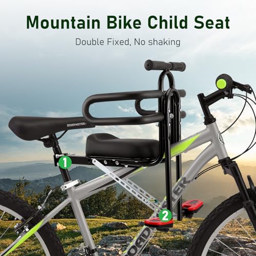 Kindersitz Fahrrad Vorne,Fahrradsitz Kinder Vorne,Mountainbike Kindersitz,Kinderfahrradsitz für Mountainbikes,Cityräder,mit Pedalen Klappbarem Leitplankengriff Tragbarer Fahrradsitz,für von 3~6 Jahren
