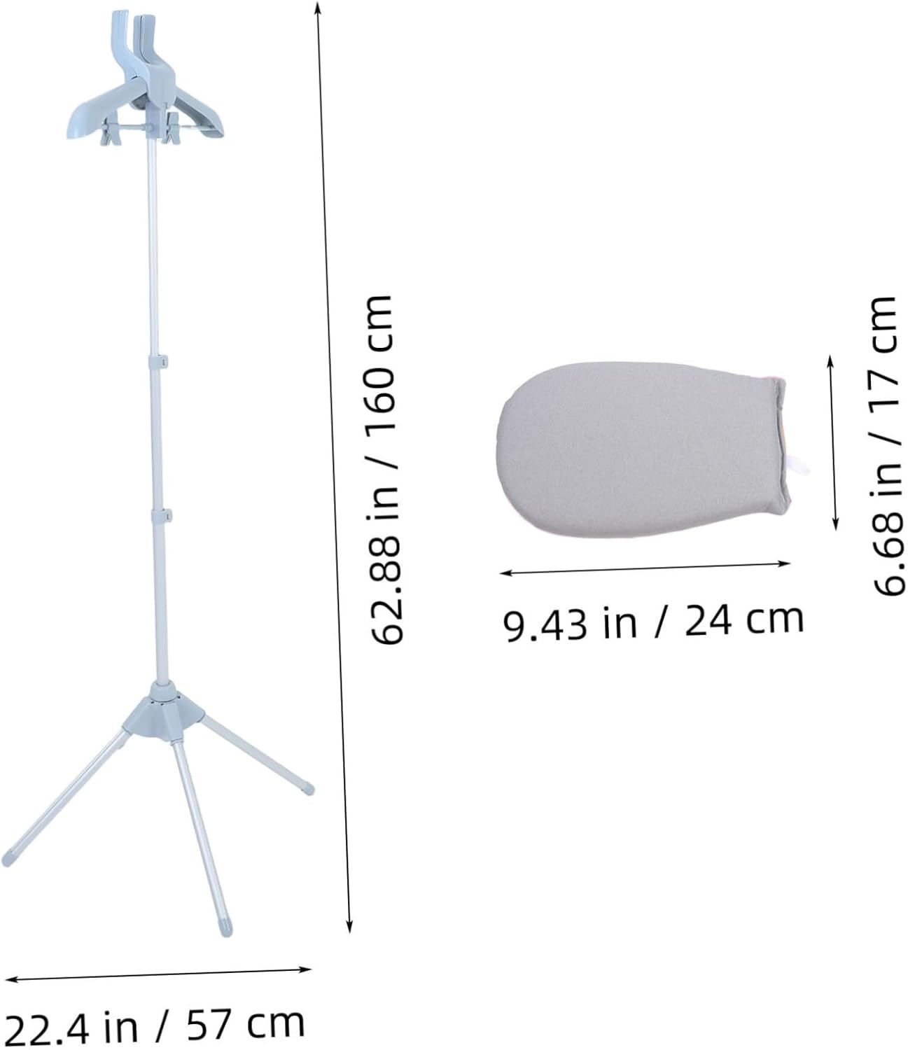 PRETYZOOM Adjustable Garment Rack Foldable Steam Iron Hanger Stand Handheld Ironing Rack Heavy Duty Clothing