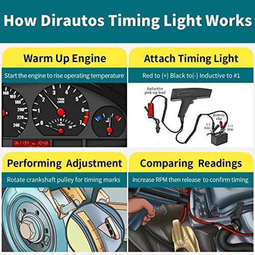 Diyeeni Engine Timing Light 12V Inductive Timing Light Gun Reverse Polarity Protection/Overload Protection For Car Motor Motorbike Vehicle Motorcycle Marine #TOP6