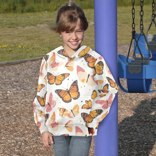 KLL Monarch Butterfly Toddlers and Boys' Sweatshirts Sweater Casual Cool Hoodie Clothes with Kangaroo Pocket4