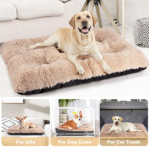 JOEJOY Dog Bed Crate Pad, Deluxe Plush Washable Dog Beds Fulffy Soft Kennel Pad Anti-Slip Pet Sleeping Mat for Small Dogs，23" x 18", Beige by JOEJOY - Image 5