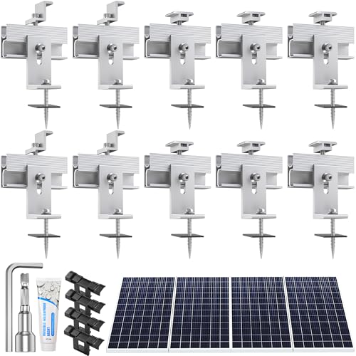 Solar Panel Mounting Brackets Kit 10Pcs Solar Roof Mount Kit for 1-4 Pieces Thickness...