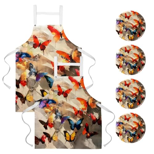 Tablier de serveuse au motif artistique lot de 2 protections de cuisine et restaurant