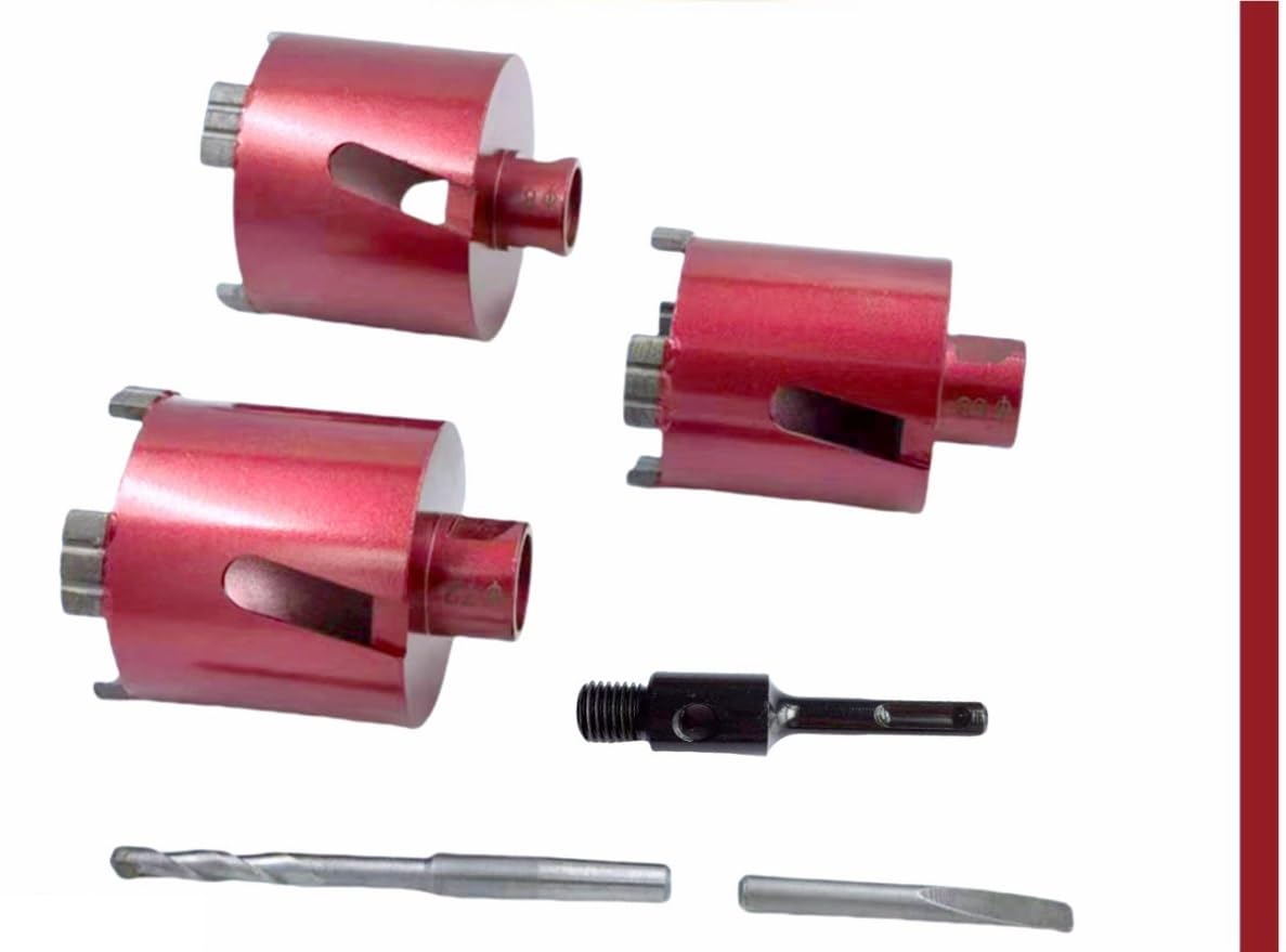 M16 diamentowe wiertło rdzeniowe spawane laserowo wraz z wiertłem centrującym i adapterem SDS-Plus. Nadaje się do otworów ściennych 68 mm, 72 mm, 82 mm (68 mm M16 SDS Plus)
