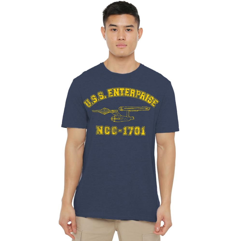 Star Trek Men's Blue Enterprise Athletic T-Shirt Navy in Size M, Sports Direct