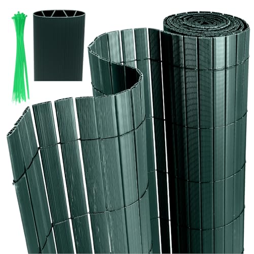 Joparri Esterilla de protección visual de PVC, 90 x 800 cm, valla de privacidad para jardín, balcón, terraza, valla, refuerzo de 4 pesos, interior, color verde