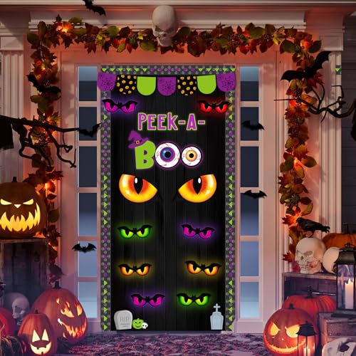 Halloween Cutouts Bulletin Board Decorations Spooky Eyes Boo Sign Party Door Cover Decor Glow in The Dark for Kids Students Classroom Home Chalkboard Wall Supplies