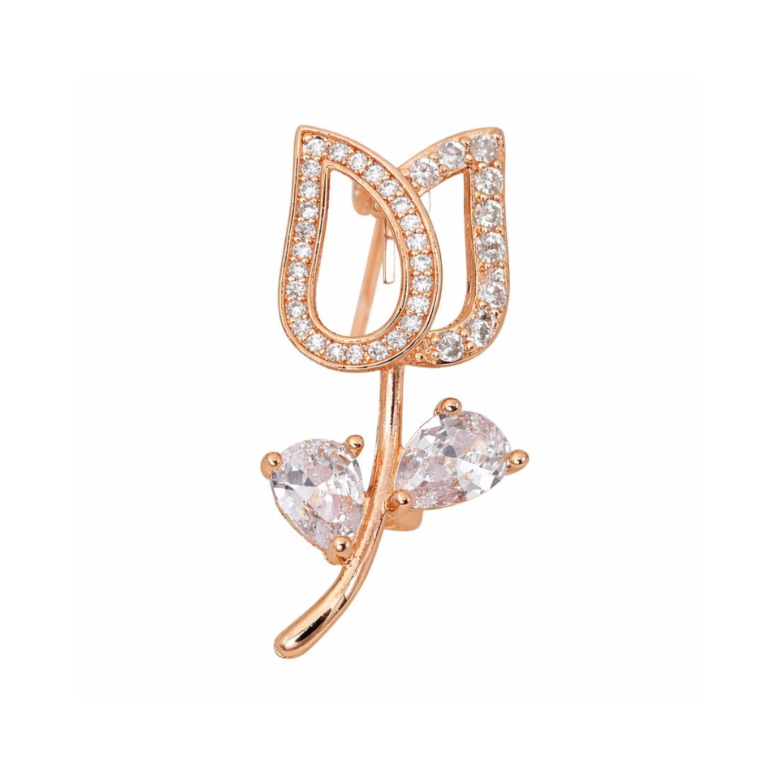 Nilu’s Collection Rose Gold Floral Brooch Pin for Women, Tulip Design Saree Pin-image-23
