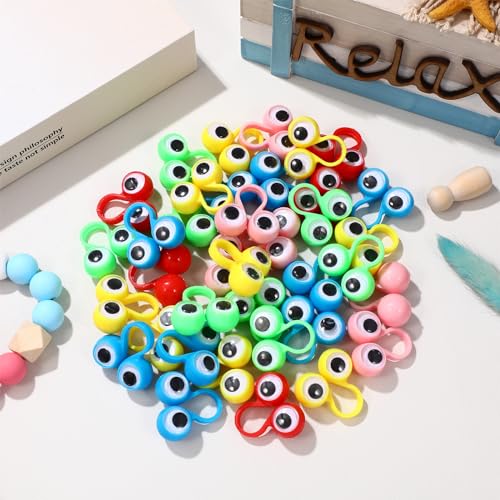 50 Stücke Eye fingerpuppe pädagogisches fingerspielzeug große Augen fingerring parteibevorzugung Spielzeug für Kinder (Gelegentliche Farbe)