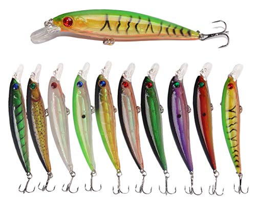 JSHANMEI Fishing Lures Hard Bait Minnow Lure with Treble Hook Life-Like Swimbait Fishing