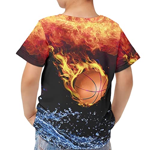 Mumeson Cool Basketball Fire T-Shirts For Boys Teen Comfort Short Sleeves Tee Tops Shirts For Outdoor Running Clothes Summer T-Shirts Round Neck Pullover T-Shirts #TOP1