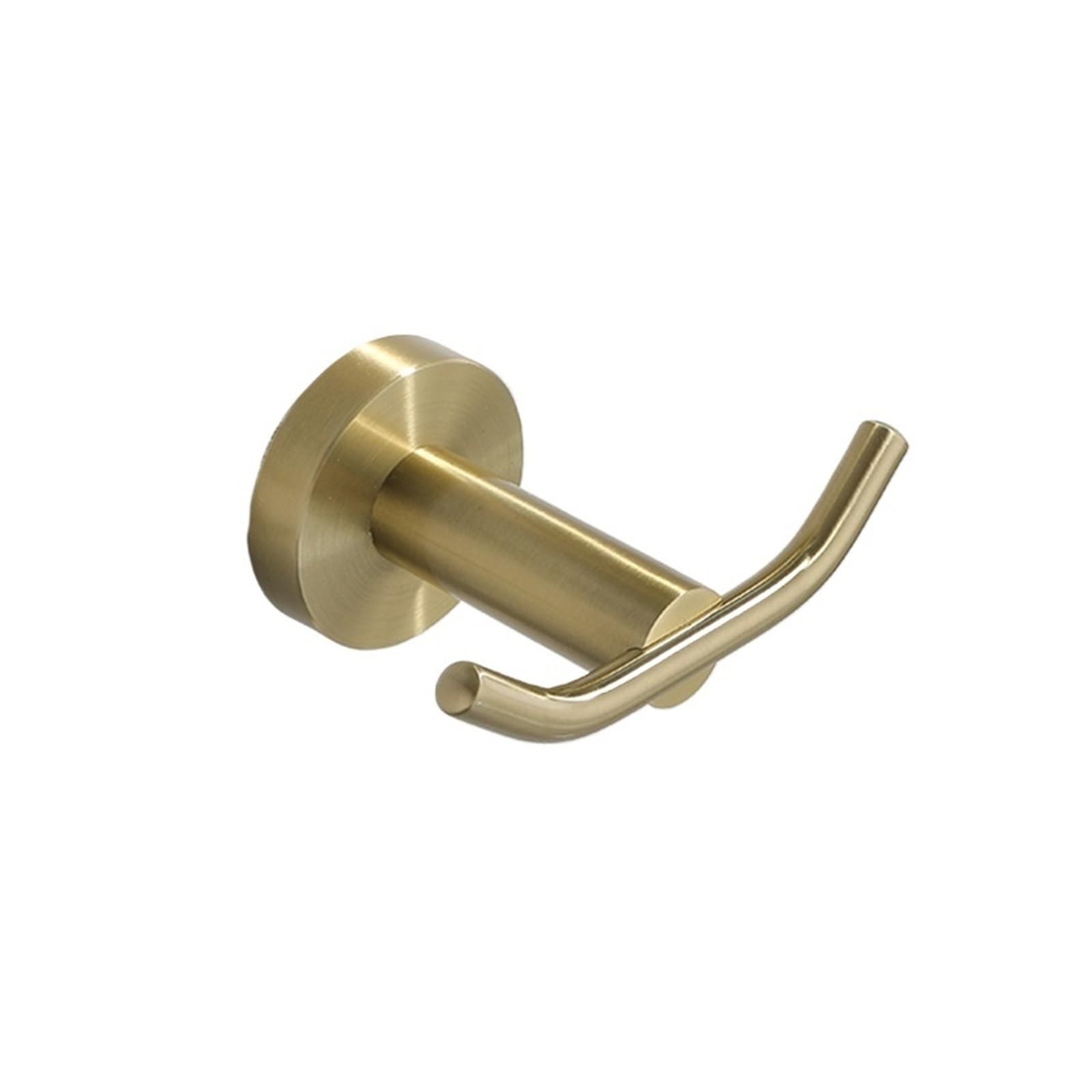 HRXEXSBAM Stainless Steel Double Robe Hooks, Multi-Finish Towel Coat Hat Wall Hanger for Bathroom(Brushed Gold)