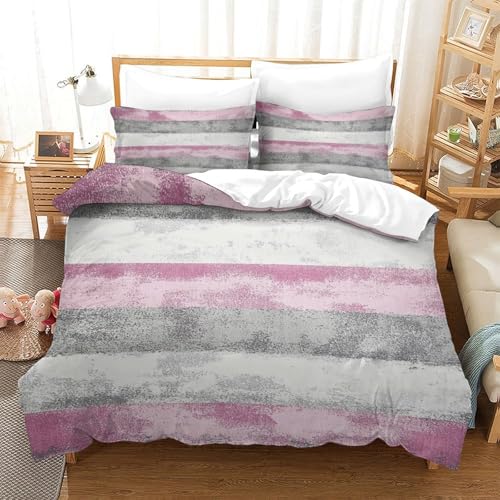 Parure de lit 140x200cm moderne en microfibre rose style abstrait
