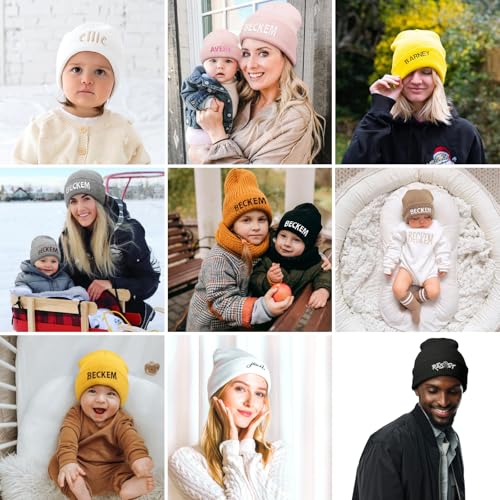 Custom Toddler Beanie Caps for Boys Girls, Personalized Embroidered Winter Hat for Kids, 3 Sizes Beanies for Baby to Adults2