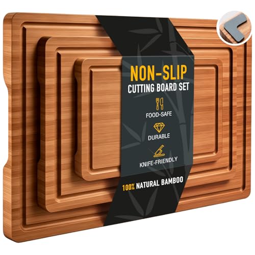 Set 3 tablas de cortar bambú con pies antideslizantes miniatura 1