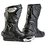 Long zipper to put on boots easily; velcro to adjust calf circumference; flexible panels to ensure freedom o movement