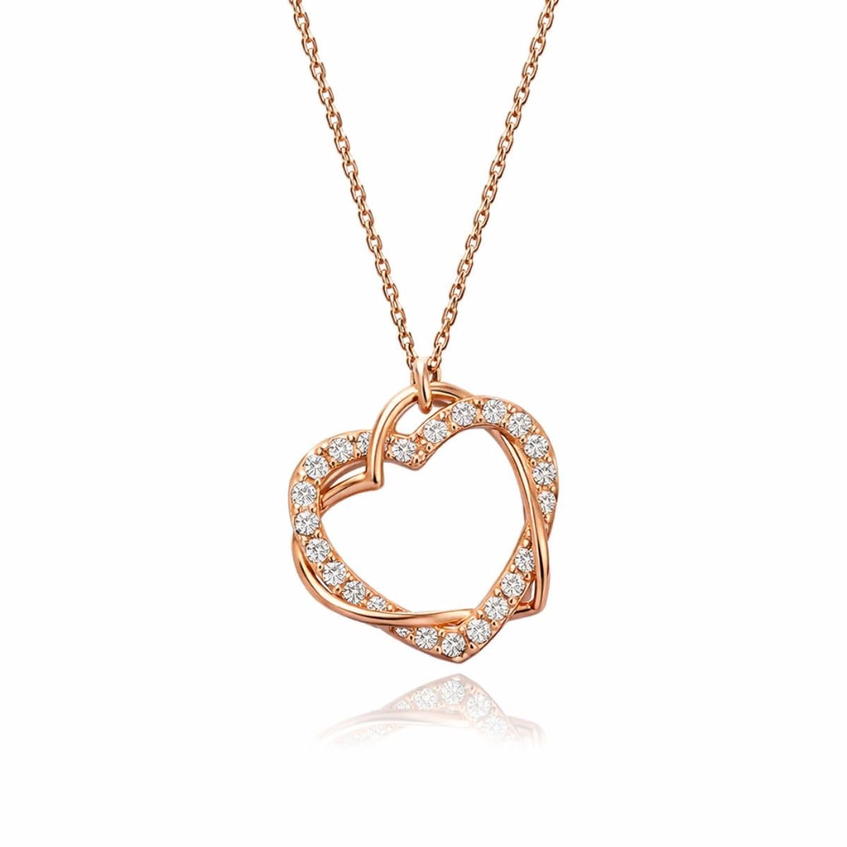 Rose Gold Heart Necklace with Crystals – Elegant Pendant for Girls – Ideal Gift for Valentine’s/Birthday/Dates