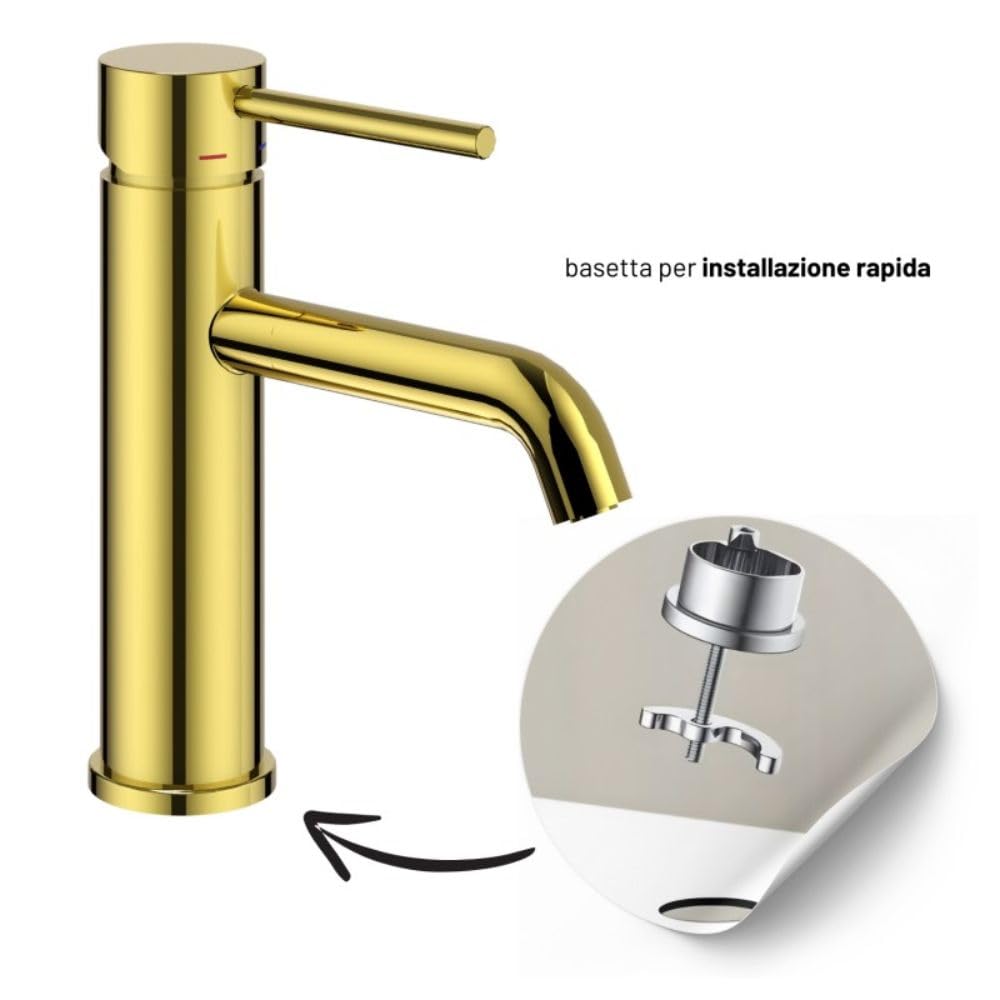 M bateria jednouchwytowa bateria jednouchwytowa bidet i umywalka seria Jazz QuickInstall Piletta Click Clack metalowa dźwignia wkład ceramiczny nowoczesny design błyszczące złoto