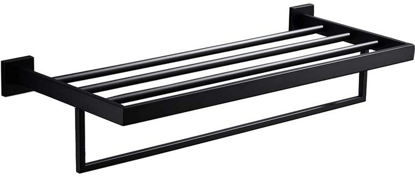 GONMDOPY Towel Rail,Bathroom Shelf Wall Shelf Organizer Towel Rack Stainless Steel Multifunction Shower Organizer Towel Matte Black Shelf