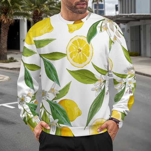 Yellow Lemon Print Loose Fitting Pullover Sweater Soft, Warm, and Comfortable2