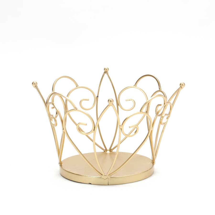 Simply Elegant Pack of 1 Vintage Caged Crown Wire Candle Holder [Gold] - 9.5 x 5.5 Inch Metal Candle Holder with Pedestal Stand, Wedding Centerpiece, Event Décor | Candleholders