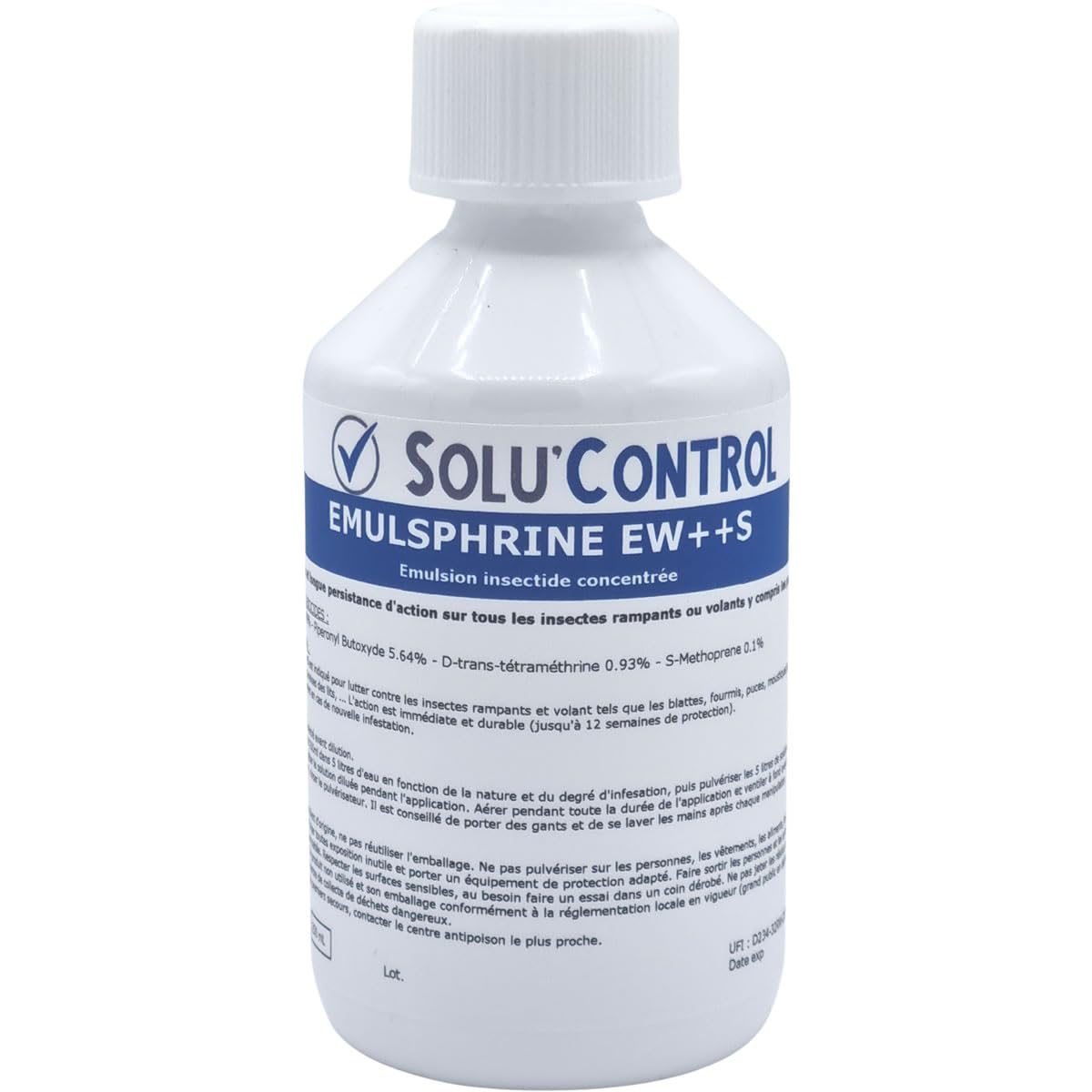 HALTE AUX INSECTES - Insecticide Concentré pour 5 LITRES - Volants et rampants - avec régulateur de croissance S-Methopren - EMULSPHRINE EW++S 250 ml