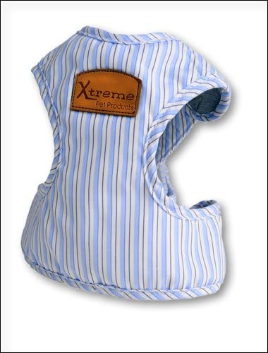 Comfort Harness adjustable with an ergonomic fit to allow for maximum mobility - for dogs 2-6 lbs - no better harness available for your little buddy - Blue Stripe