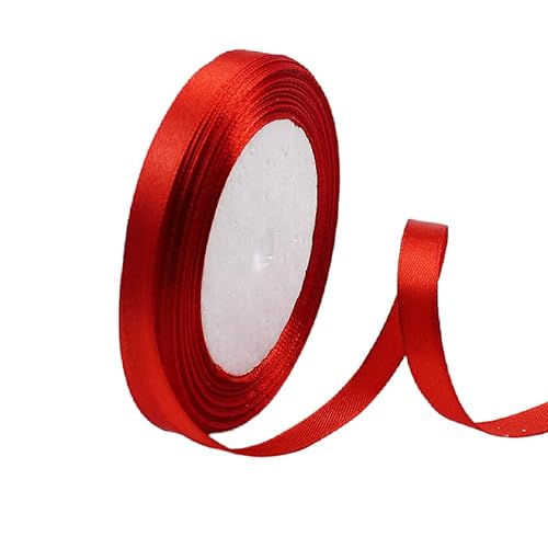 Cinta de Satén 10mm x 22m Rojo Seda Raso - Rollo de Cinta de Raso Satén para Decoración Boda Cumpleaños Fiesta - Manualidades y Complementos el Pelo Coser Arte Lazo y Tira Embalaje de Regalo Cover