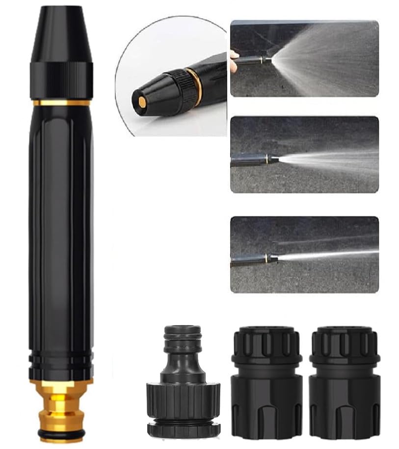 Water spray gun for Car Wash Bike Washing Gun for 1/2" Hose Pipe High Pressure Water Gun Nozzle Adjustable Car Washer Gun Brass Jet Water Spray Nozzle for Garden (Nozzle With 3 Connector) (B0CZT6C3S4) Amazon Price History, Amazon Price Tracker