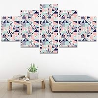 SIGNWIN 5 Panel Canvas Wall Art Modern Art Decorative Elements Fun Geometric Mixed Media Multicolor Patterns for Home Decorations Ready to Hang - 60