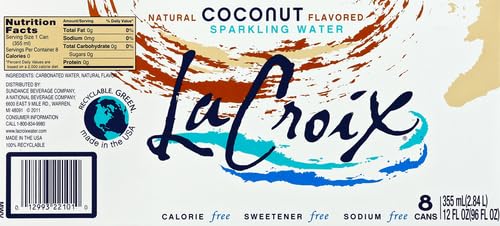 Image of La Croix, Water Sparkling Coconut, 12 Fl Oz, (Pack of 24)