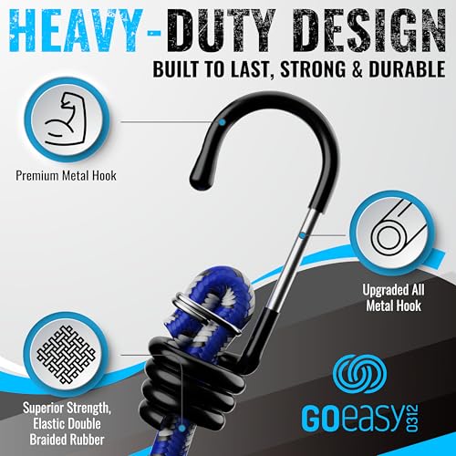 Image of GOEASY0312 Premium Bungee Cords Heavy Duty, Multi-Color | 20 pcs with Hooks, Storage Jar Included, 10 inch, 18 inch, 24 inch, 30 inch, 36 inch, 48 inch Bundle
