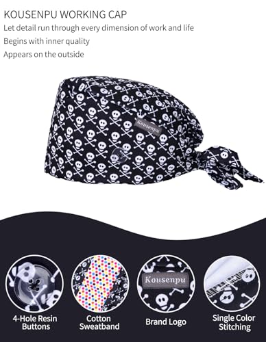 Image of Kousenpu Scrub Caps for Men, Adjustable Surgical Cap, Breathable Medical Hat for Doctors, Nurses & Healthcare Professionals