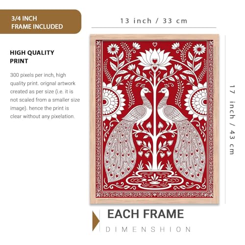 Image of kotart Decorative Traditional Wall Art Home Decor Madhubani Painting poster With Frame For Living Room Bed Room Hotel Wall Decor Digital Reprint (19x25 inch)