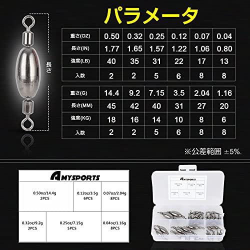 AMYSPORTS セット 仕掛け 中通し オモリ 釣り タル付き 中 クッション おもり 釣り ナツメ 根魚 イカ アジング 7枚目
