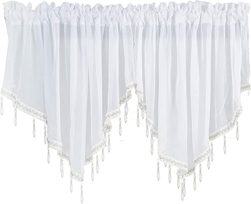 JAIJY Cortinas traslúcidas de color liso para tratamiento de ventana, cenefas con bolsillo para barra, cortinas para ventana pequeña, jardín, sala