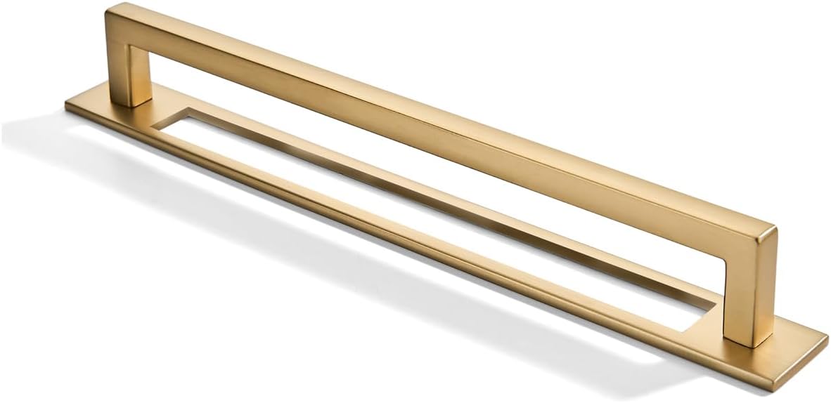 khtumeware 5 Pack 8 Inch Center to Center Champagne Bronze Cabinet Pull with Backplate Heavy-Duty Handles with Base Plate Cabinet Back Plates Hardware Drawer Pulls Kitchen Cabinet