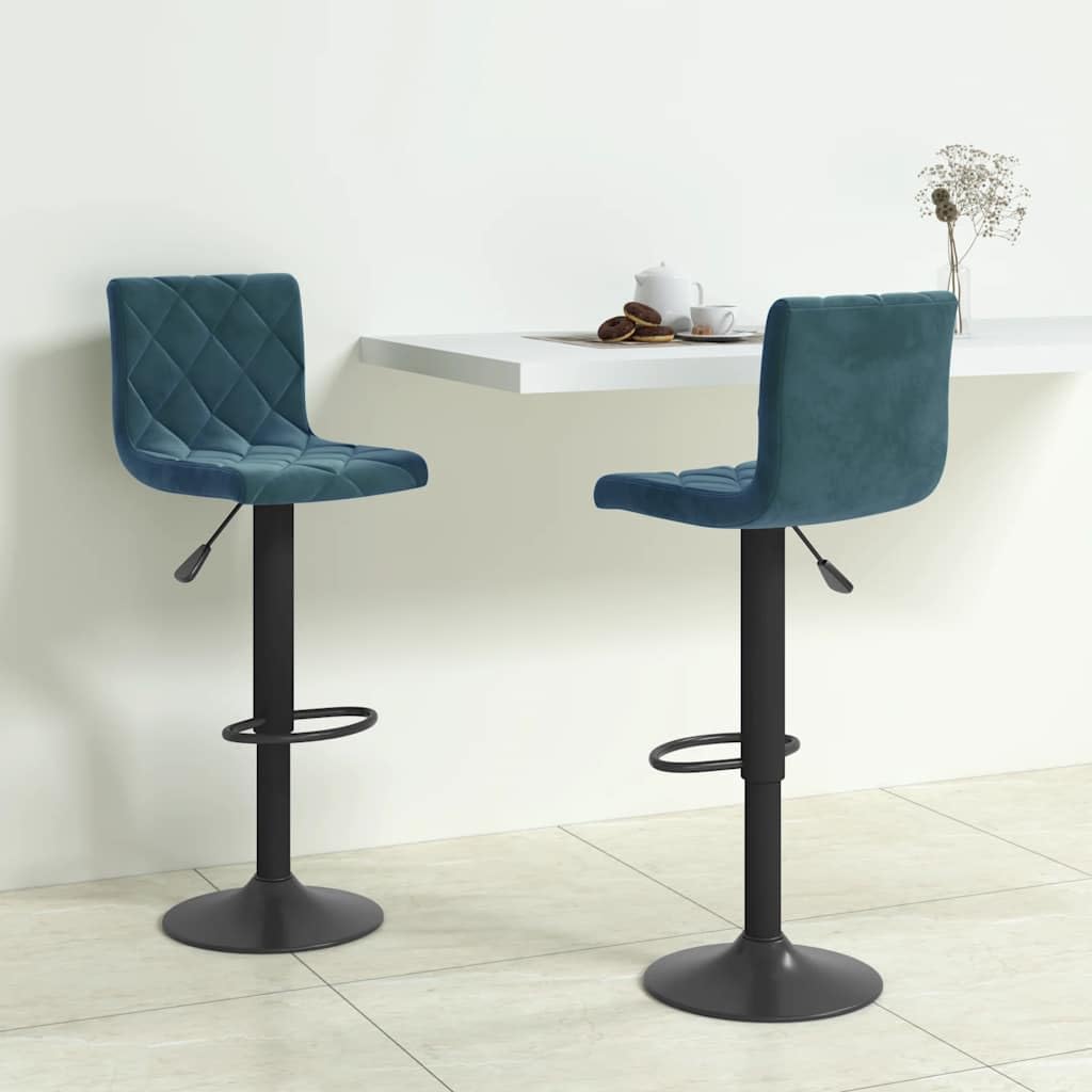 Tabourets de bar en velours bleu confortables anti-fatigue