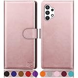 SUANPOT Etui Coque pour Samsung Galaxy A32 5G [RFID Blocage] [Magnétique Protection] Fentes pour Cartes Protection Etui Housse Premium en Cuir PU, Samsung A32 5G Etui Portefeuille Or Rose
