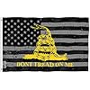 Anley Fly Breeze 3×5 Foot Dont Tread On Me Black American Flag Canvas Header and Double Stitched Yellow Snake USA Flags Polyester with Brass Grommets 3 X 5 Ft