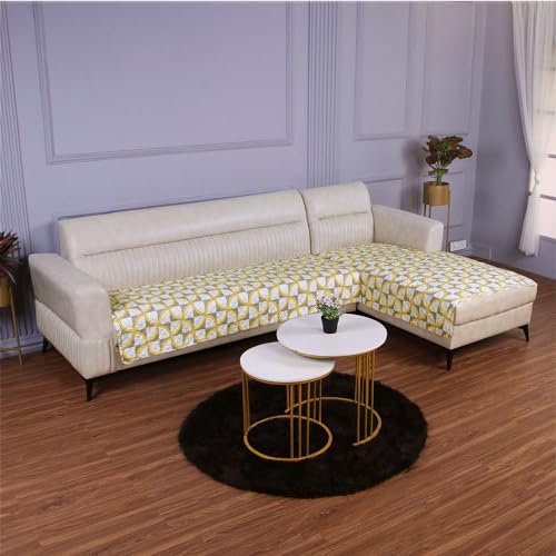 HOKIPO Polyester Printed Quilted Sofa Cover Mats For L Shape And 1/2/3 Seater Sofa. Make Your Own Sofa Cover Set, Mat Length 90(D) X 150(L) Cm, Windmill Cyber Yellow (In-793-D2)