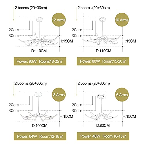 Plafonnier LED moderne mat noir réglable pour salon - 7