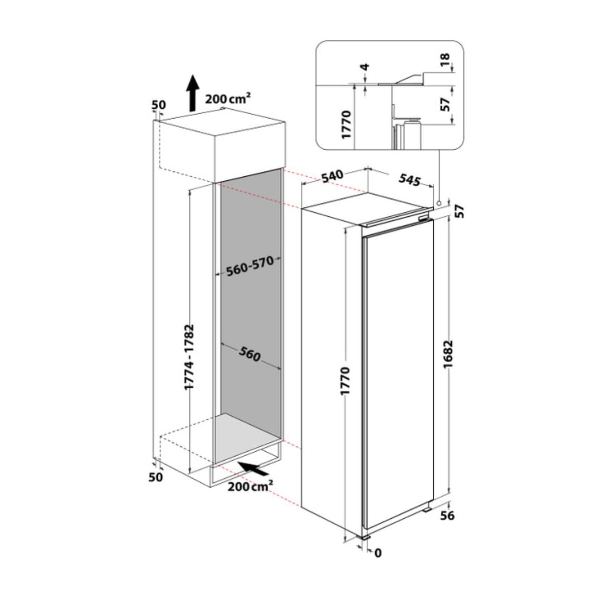 Arca vertical empotrable Whirlpool 209L blanco - WHSD18F083C1 P