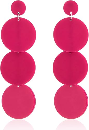 Aretes colgantes redondos de acrílico Pendientes de disco de resina Joyería bohemia ligera de playa de verano