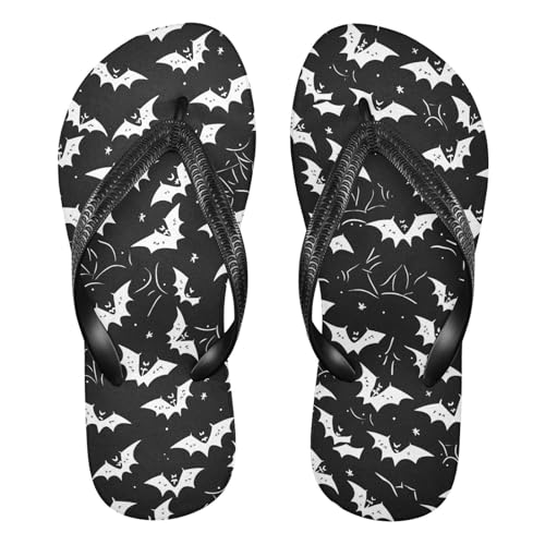 RunningBear White Bats Black Halloween Womens Flip Flops Sandals Casual Summer Sandals