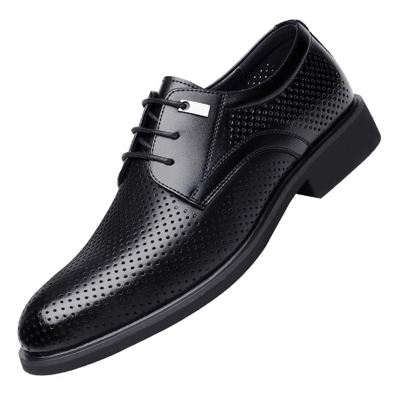 Mens Lace Up Tuxedo Dress Shoes Modern Leather Business Casual Scale Pattern Comfort Formal