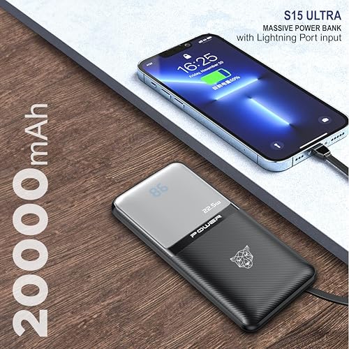 Image of Tiger S15 Ultra Wireless Mini 20k 20000mAh 22.5W Magnetic Wireless Fast Charging Nano Power Bank with 22.5 Wired Output Compatible with iPhone 12 & Above & Other QI Enabled Devices, Fast Charg (Black)