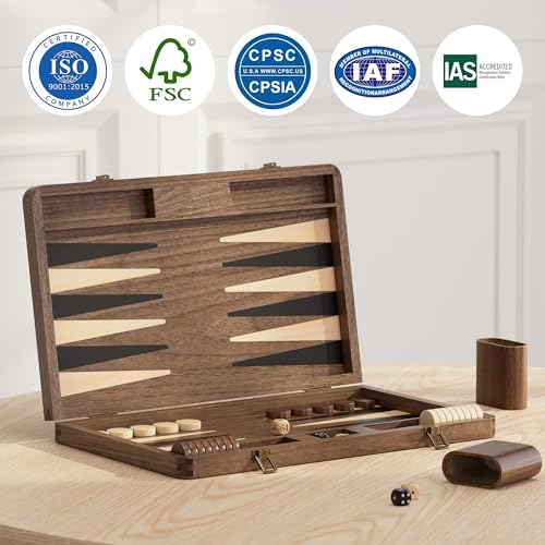 Juego de Backgammon de Madera con Estuche de Viaje miniatura 6
