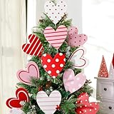 Valentines Day Decorations Tree Ornaments: 12 pcs Extra Large Red Pink White Heart San Valentine Decorations, Cute Hear Picks Ornaments for Valentine's Day Tree Topper Home Wedding Décor